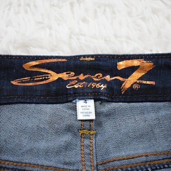 Seven 7 Tower Straight Crop Raw Ankle Blue Jeans Size 4 Excellent‎ Condition - Picture 6 of 8